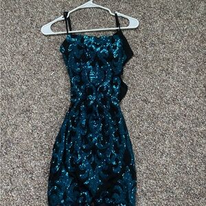 B Darlin Blue Ruched Sheath Mini Dress